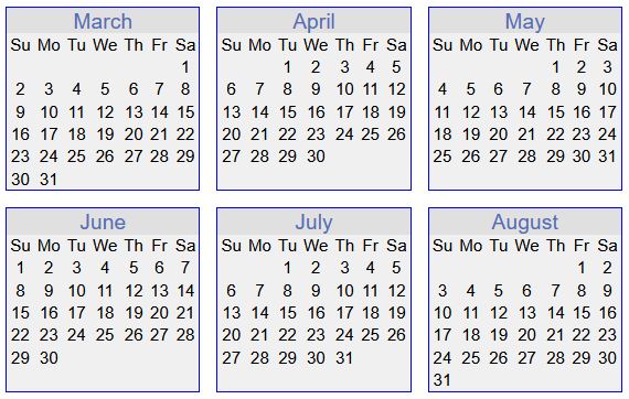 Summer/fall 2025 calendar