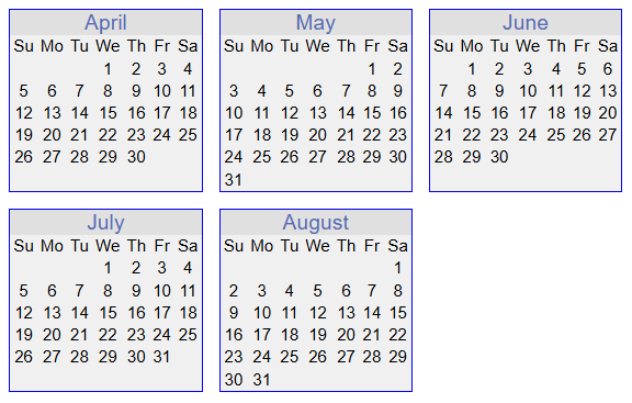 Summer/fall 2025 calendar