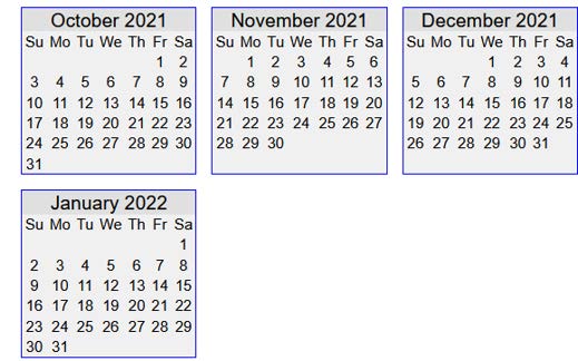 Spring 2022 calendar