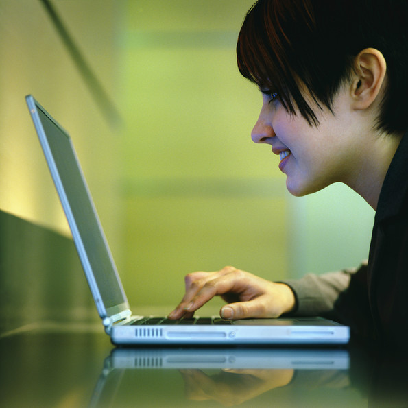 Student registering with laptop