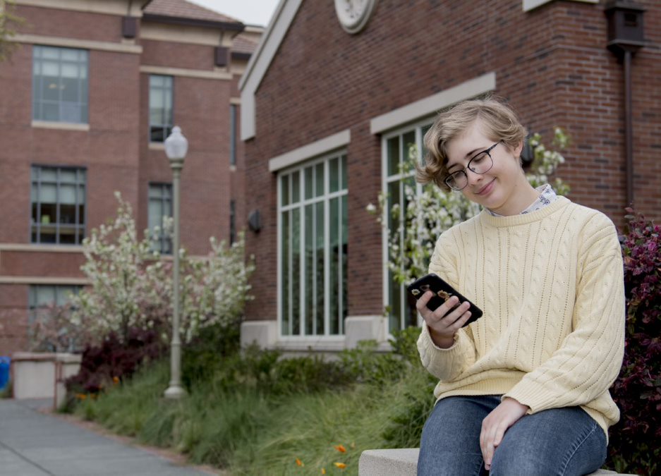 Student using phone